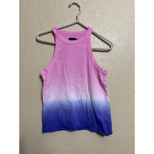 WSLY Cropped Tie-dyed Organic Cotton Light Weight Tank Top Pink Purple Size M